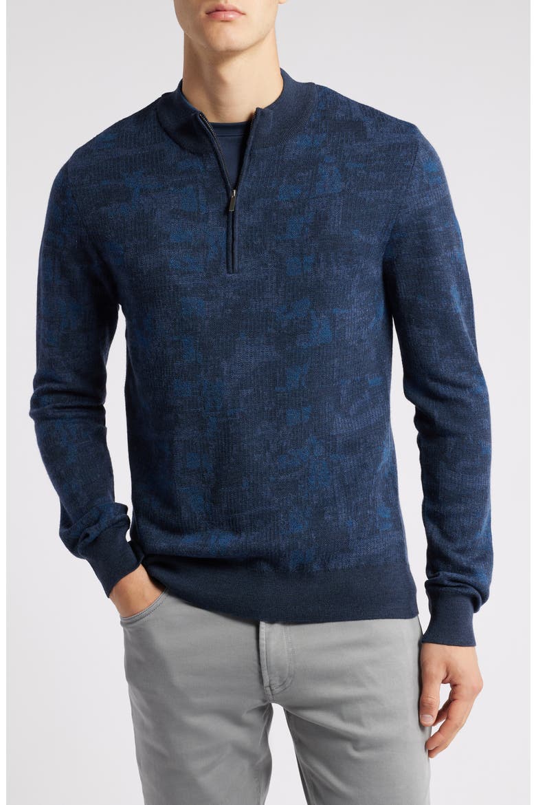 Dalup Half Zip Mock Neck Wool Sweater, Main, color, DARK TEAL