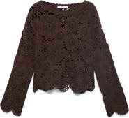 MANGO Floral Crochet Sweater
