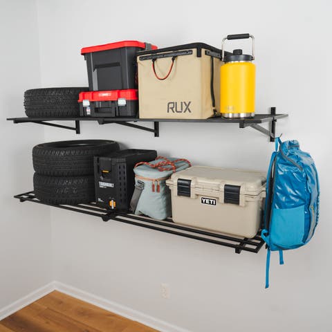 2' x 6' Bristol Garage Wall Mount Shelves | 2 Pack | Black