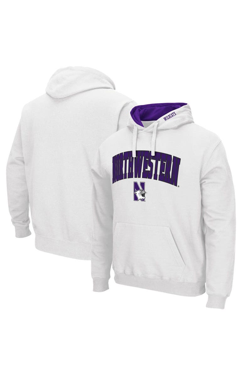 COLOSSEUM Men's Colosseum White Northwestern Wildcats Arch & Logo 3.0 Pullover Hoodie, Alternate, color, 