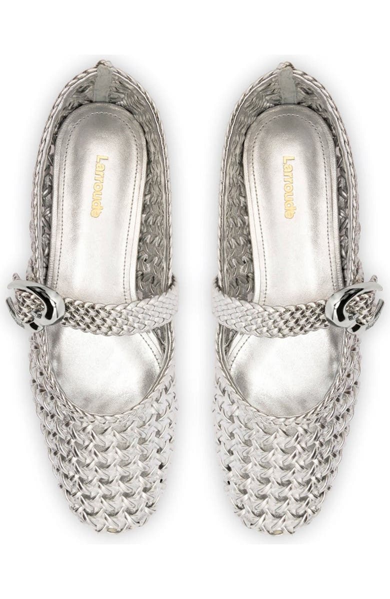 Larroudé Verona Macrame Ballet Flat, Alternate, color, Silver