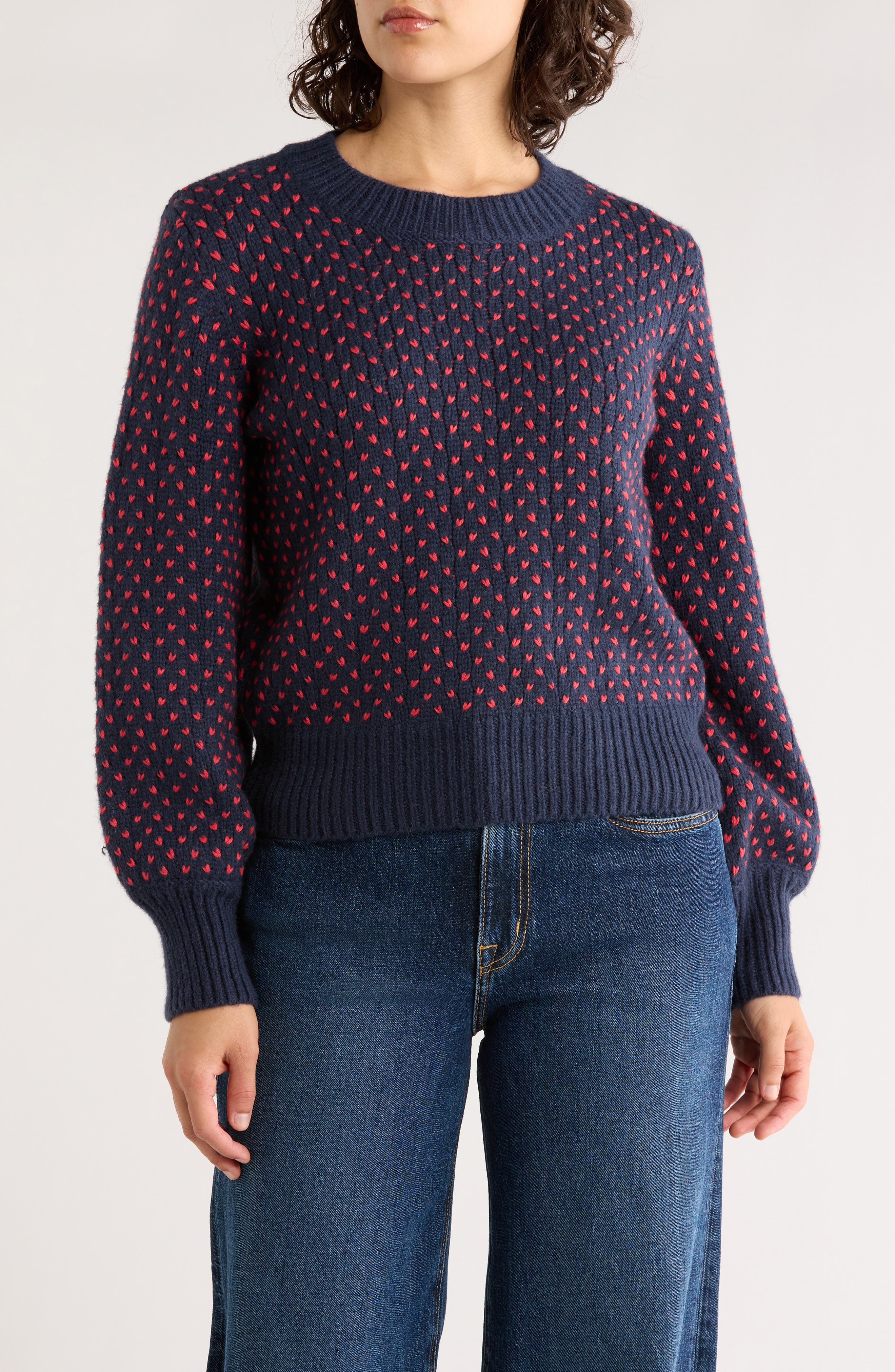 Marine Layer Alma Heart Stitch Crewneck Sweater