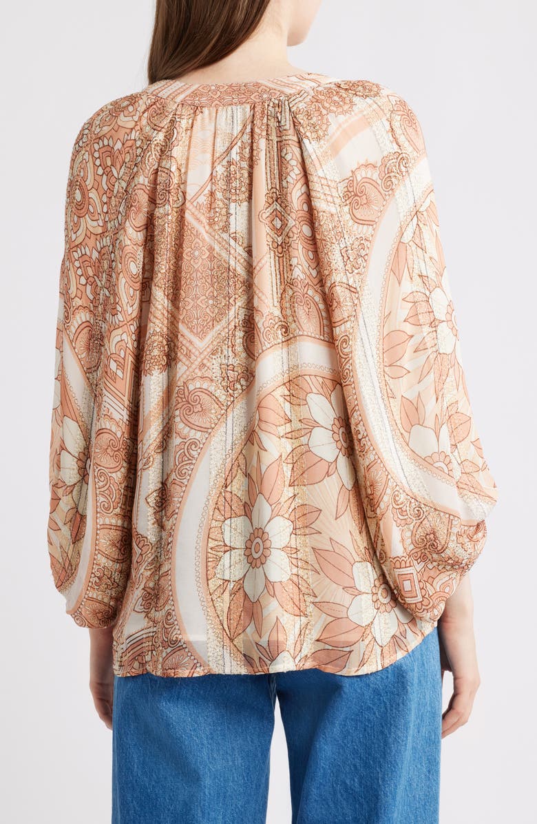 CIEBON Gefina Floral Metallic Stripe Georgette Top, Alternate, color, Taupe Multi