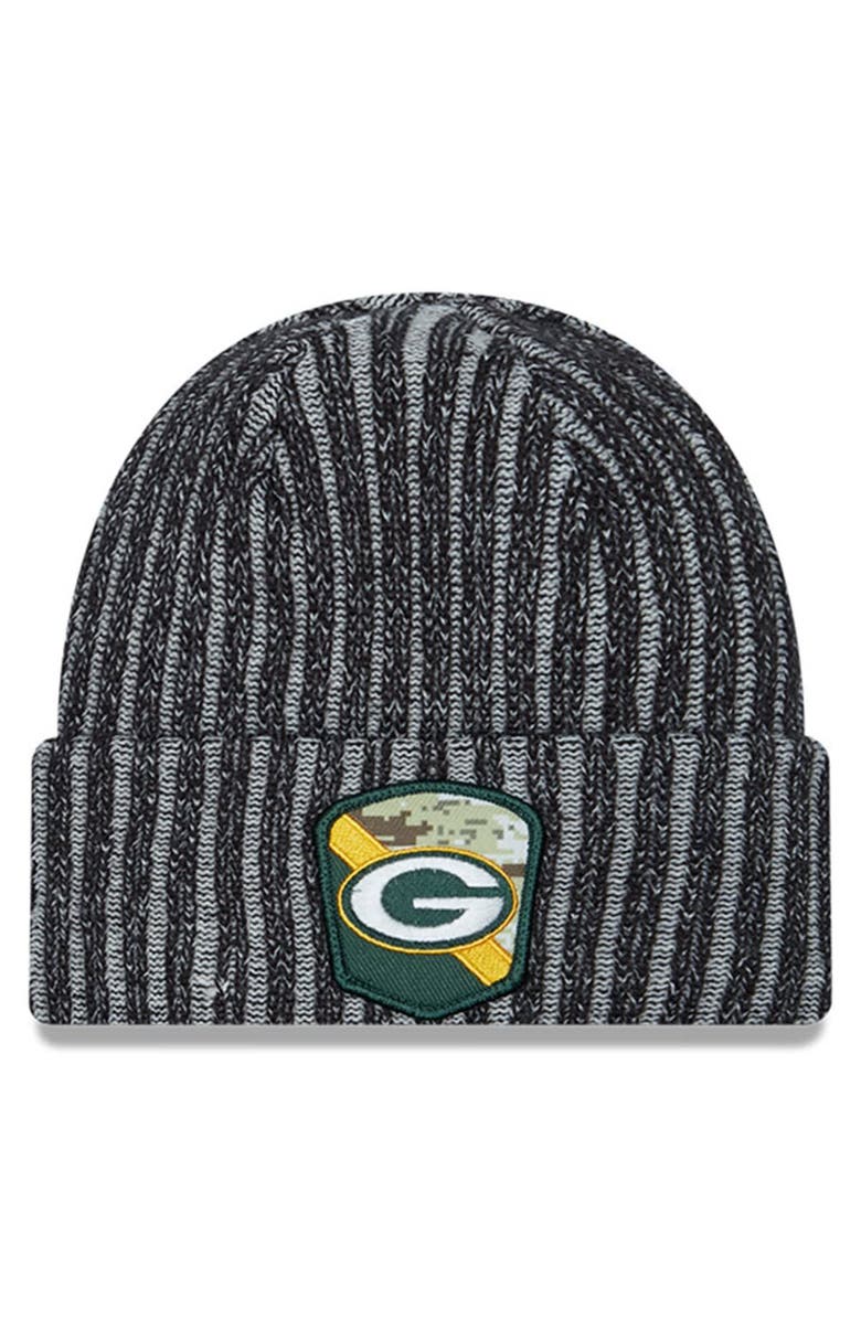 New Era Men's New Era Black Green Bay Packers 2023 Salute To Service Cuffed Knit Hat, Main, color,