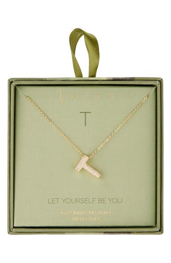 Leith Pavé Cubic Zirconia Initial Pendant Necklace In Gold