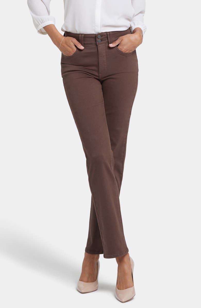 NYDJ Marilyn High Waist Straight Leg Jeans, Main, color, Coffee Bean