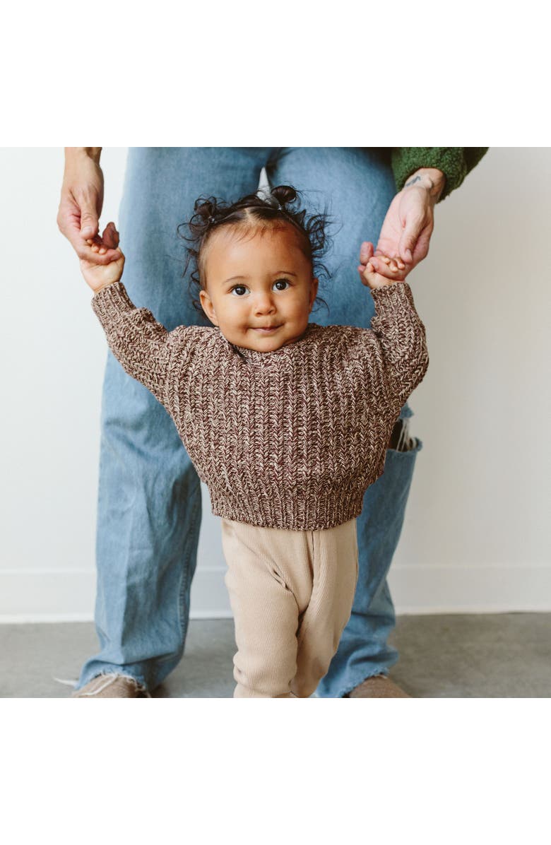 goumikids baby organic cotton chunky knit sweater, Alternate, color, Bark