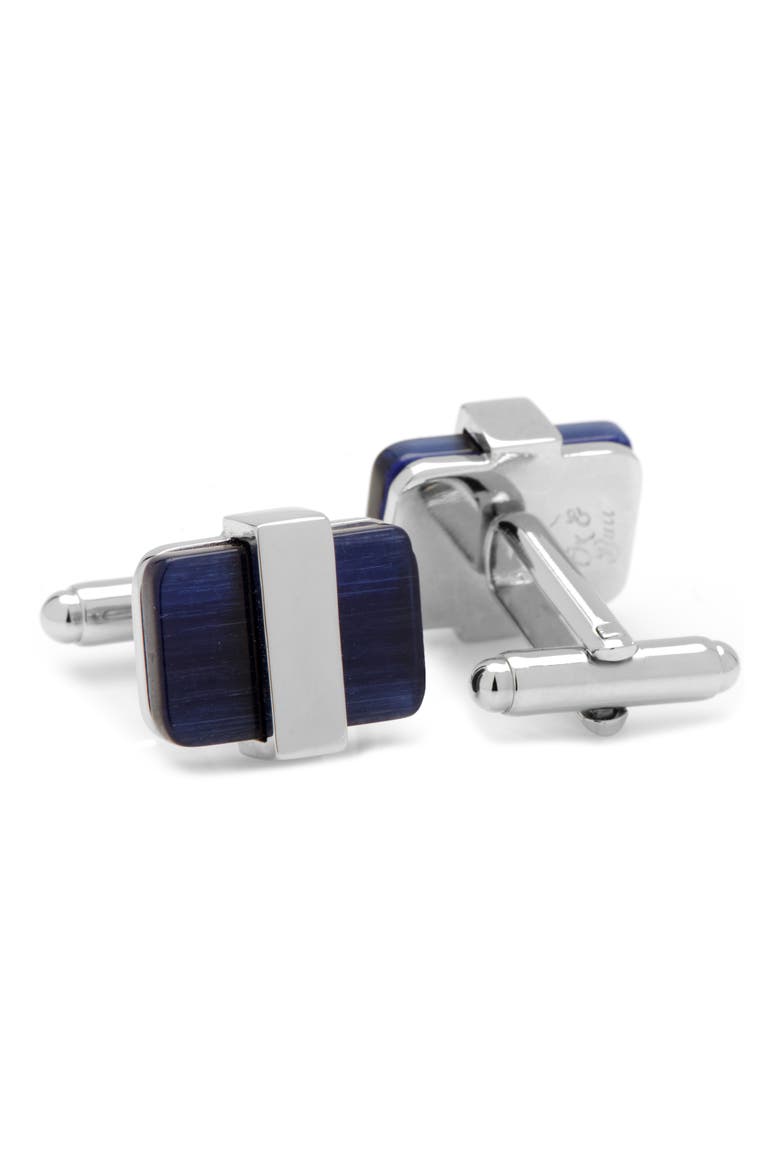 Cat's Eye Cuff Links, Alternate, color, BLUE