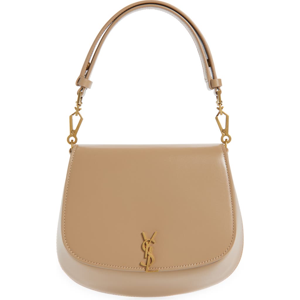 Saint Laurent Mini Voltaire Box Leather Top Handle Bag In Brown
