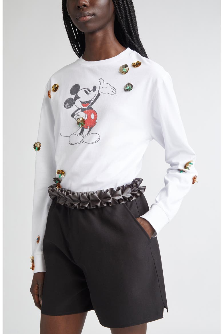 x Disney Mickey Mouse Appliqué Graphic T-Shirt, Alternate, color, WHITE