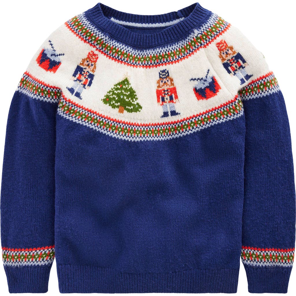 Mini Boden Kids' Fair Isle Crewneck Sweater In Blue