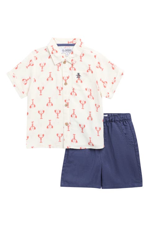 Button-Up Camp Shirt & Shorts Set (Toddler)