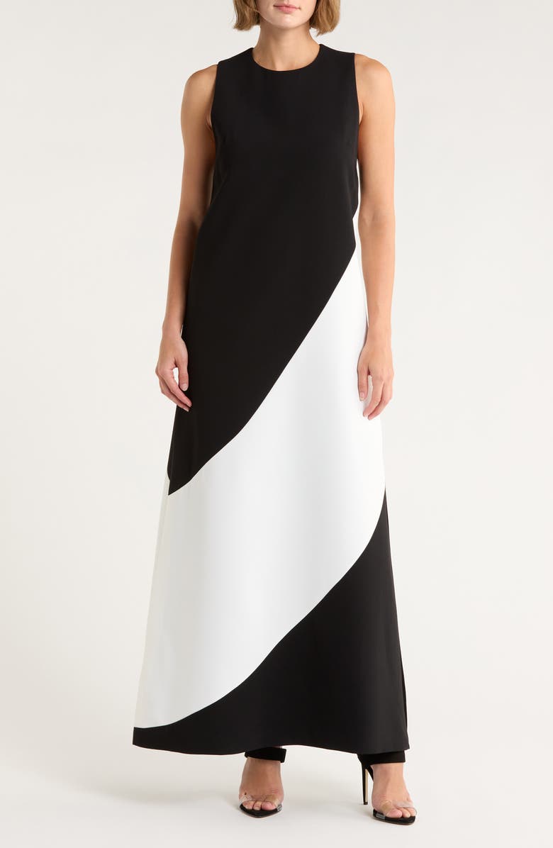 Alice + Olivia Kate Sleeveless Dress, Main, color, Black/ Off White