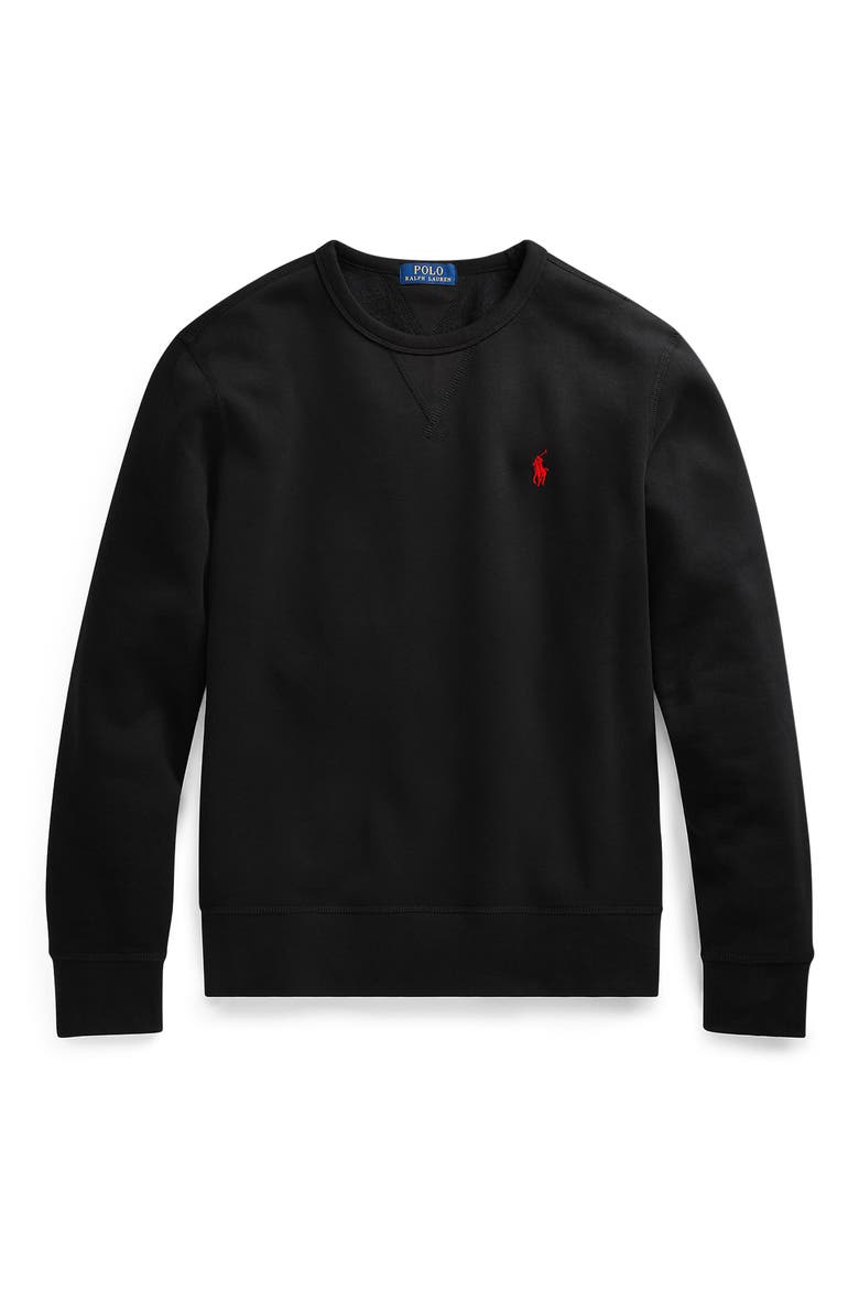 Fleece Crewneck Sweatshirt, Main, color, POLO BLACK