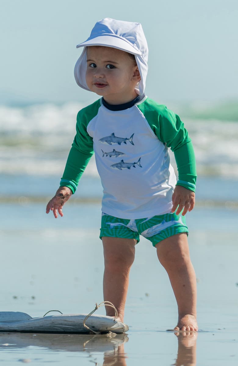 Snapper Rock Reef Shark Two-Piece Rashguard Swimsuit, Alternate, color, 