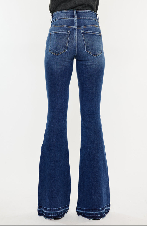 Kancan Amaya High Rise Crossover Flare Jeans In Medium Wash