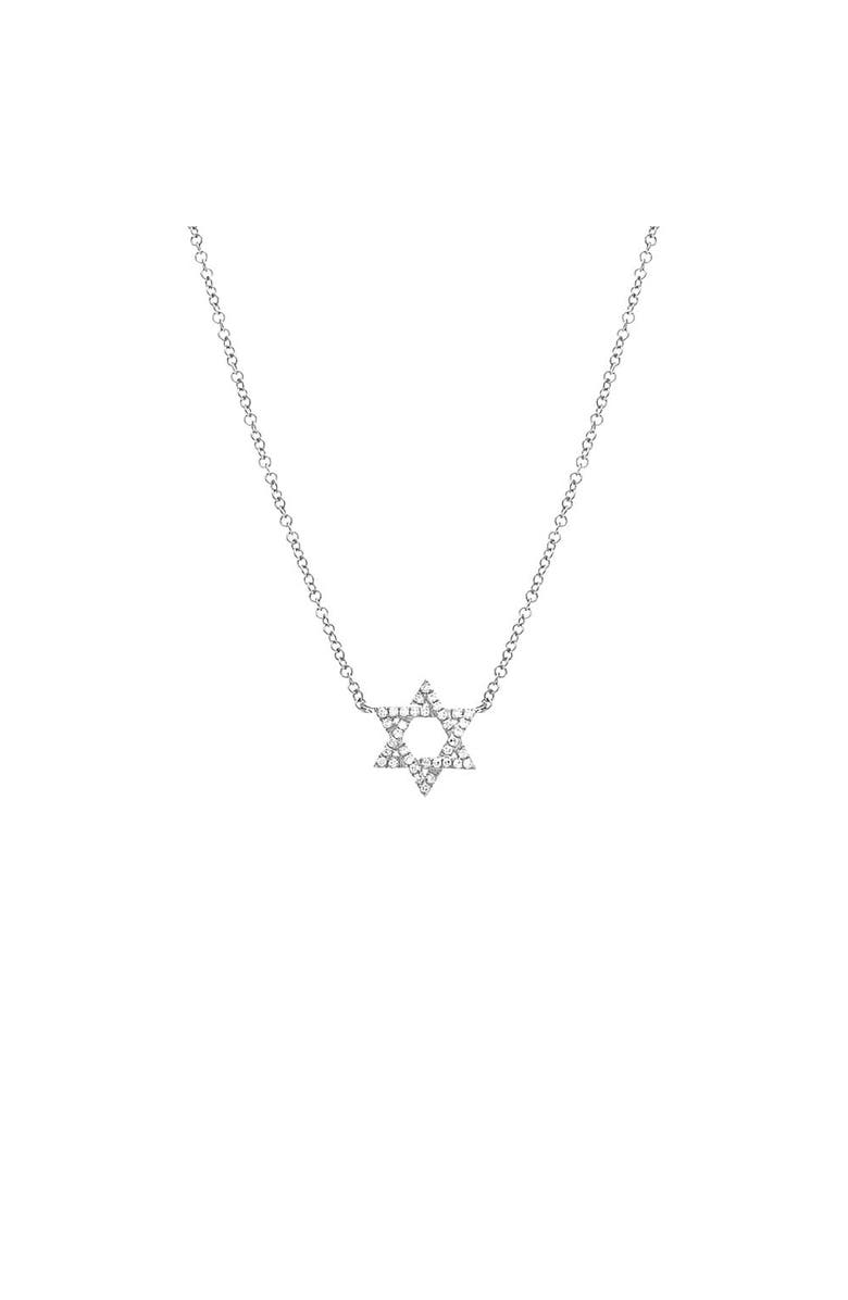 BY ADINA EDEN Diamond Pavé Star Of David Necklace 14K, Main, color, 14K White Gold