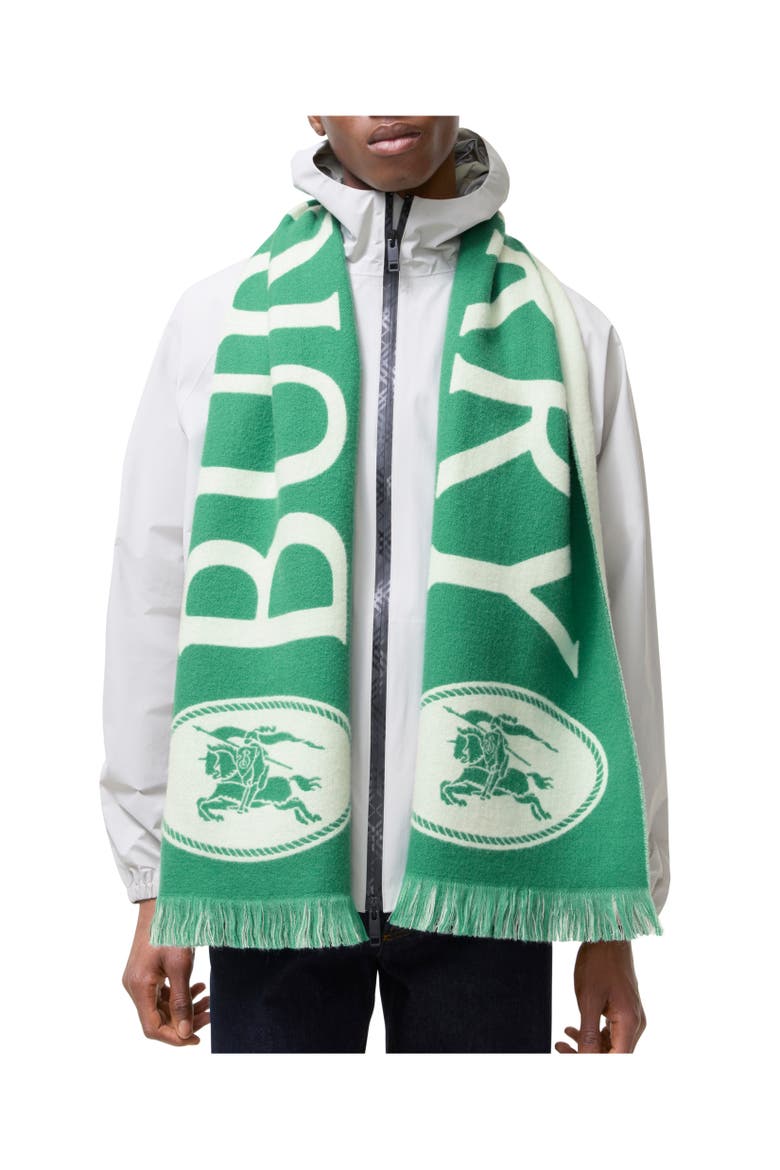 Logo Wool Scarf, Alternate, color, Tennis green