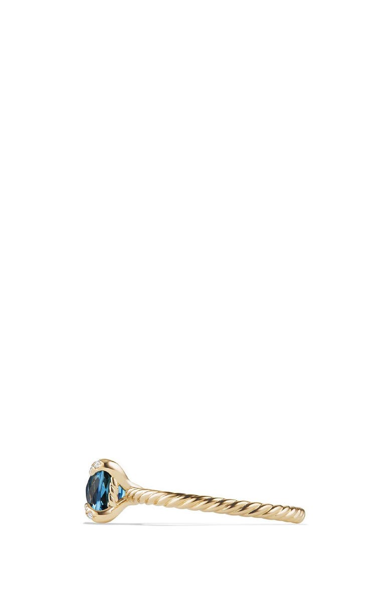 David Yurman 'Châtelaine' Ring with Diamonds in 18K Gold, Alternate, color, Gold/ Hampton Blue Topaz