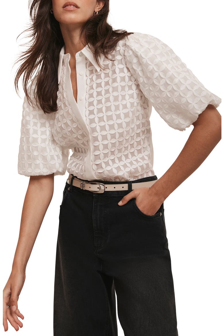Applique Petal Shirt, Main, color, Neutral