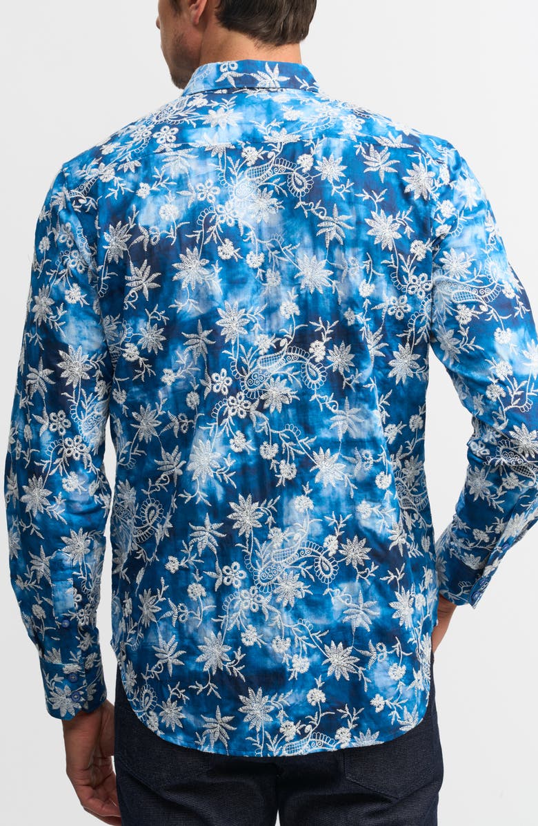 Robert Graham Superior Embroidered Button-Up Shirt, Alternate, color, Blue