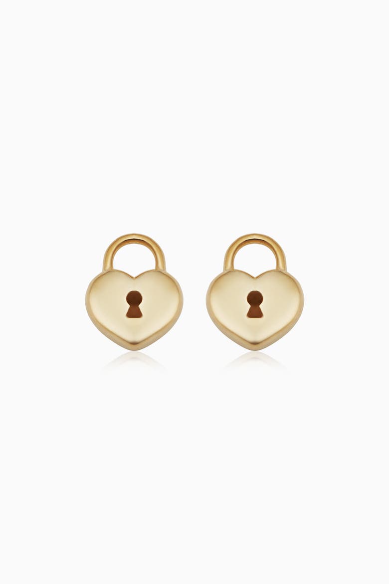 14K Yellow Gold Unlock My Heart Studs, Main, color, Yellow Gold