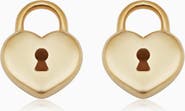 Oradina 14K Yellow Gold Unlock My Heart Studs