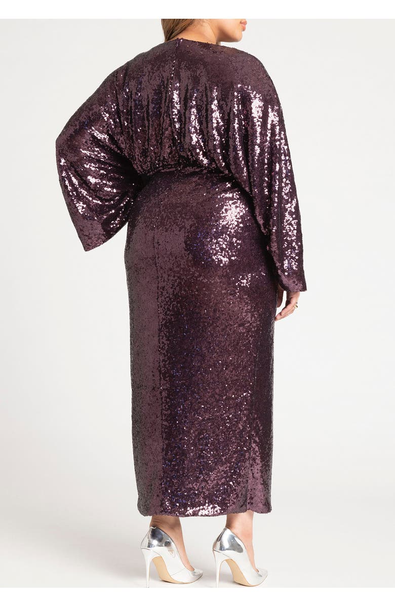 ELOQUII Dolman Sleeve Sequin Dress, Alternate, color, Plum Perfect