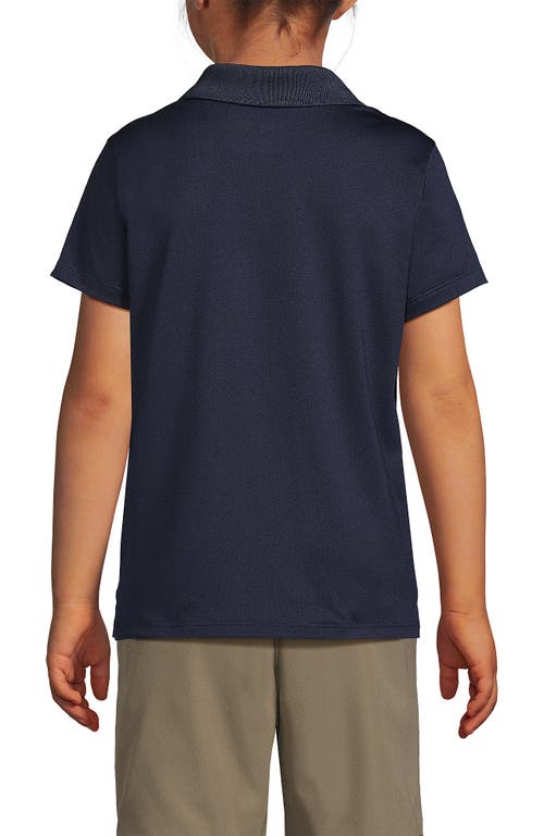 Lands' End School Uniform Girls Short Sleeve Feminine Fit Rapid Dry Polo Shirt In Blue