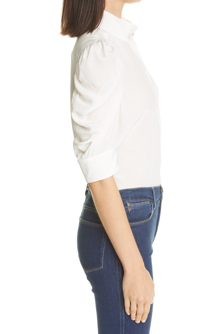 Gillian Puff Sleeve Silk Blouse, Alternate, color, OFF WHITE