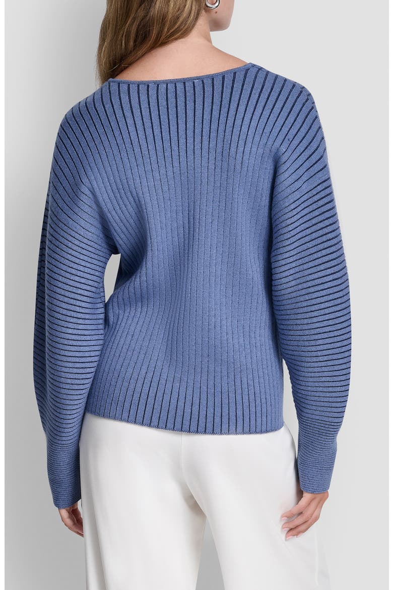 Transfer Rib V-Neck Sweater, Alternate, color, LIBERTY SKY/HUDSON BLUE