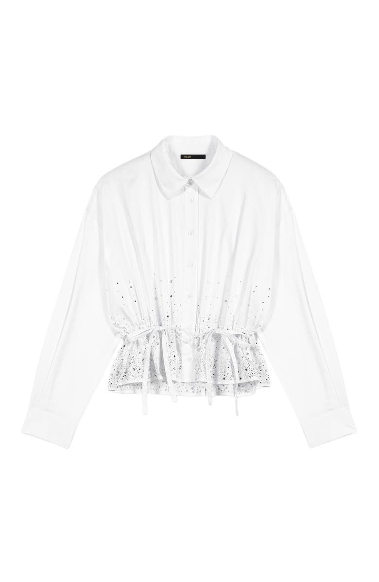 maje Cotton shirt with rhinestones, Alternate, color, White