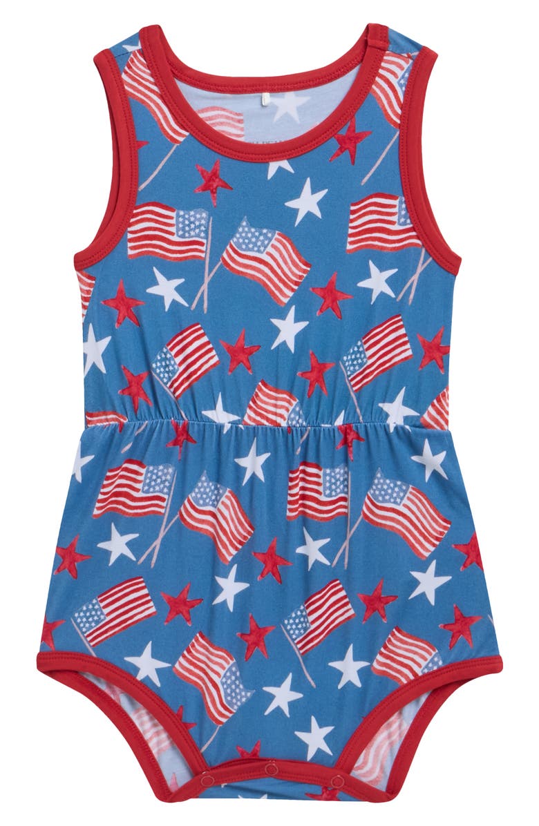 Posh Peanut Varsity Bubble Romper, Main, color, Blue
