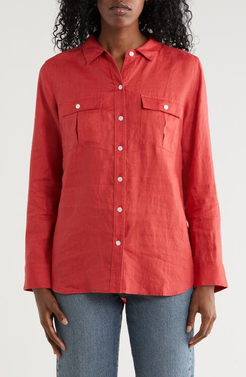 Coastalina Utility Linen Button-Up Shirt
