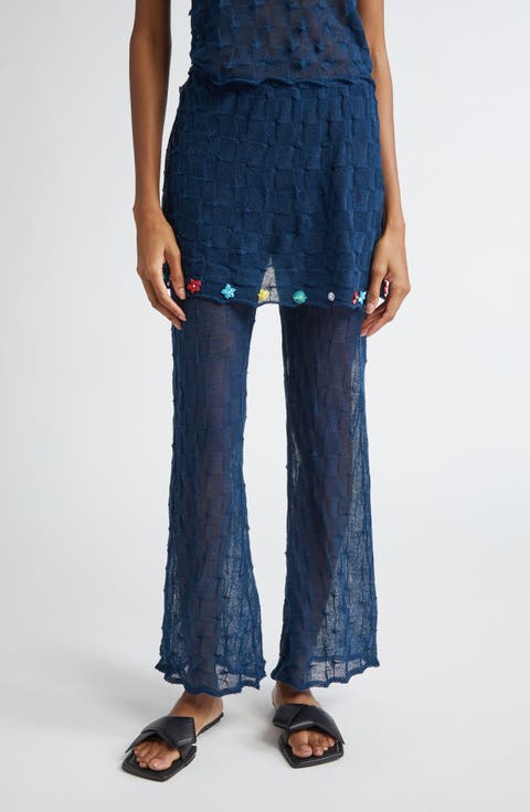 Borlor Floral Ribbon Wool Skirt Pants