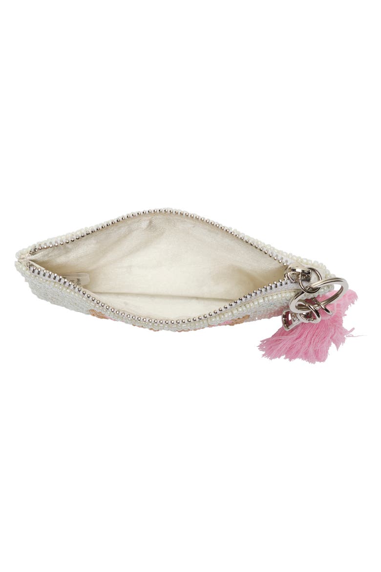 Frosted Donut Beaded Coin Pouch, Alternate, color, IVORY MULTI