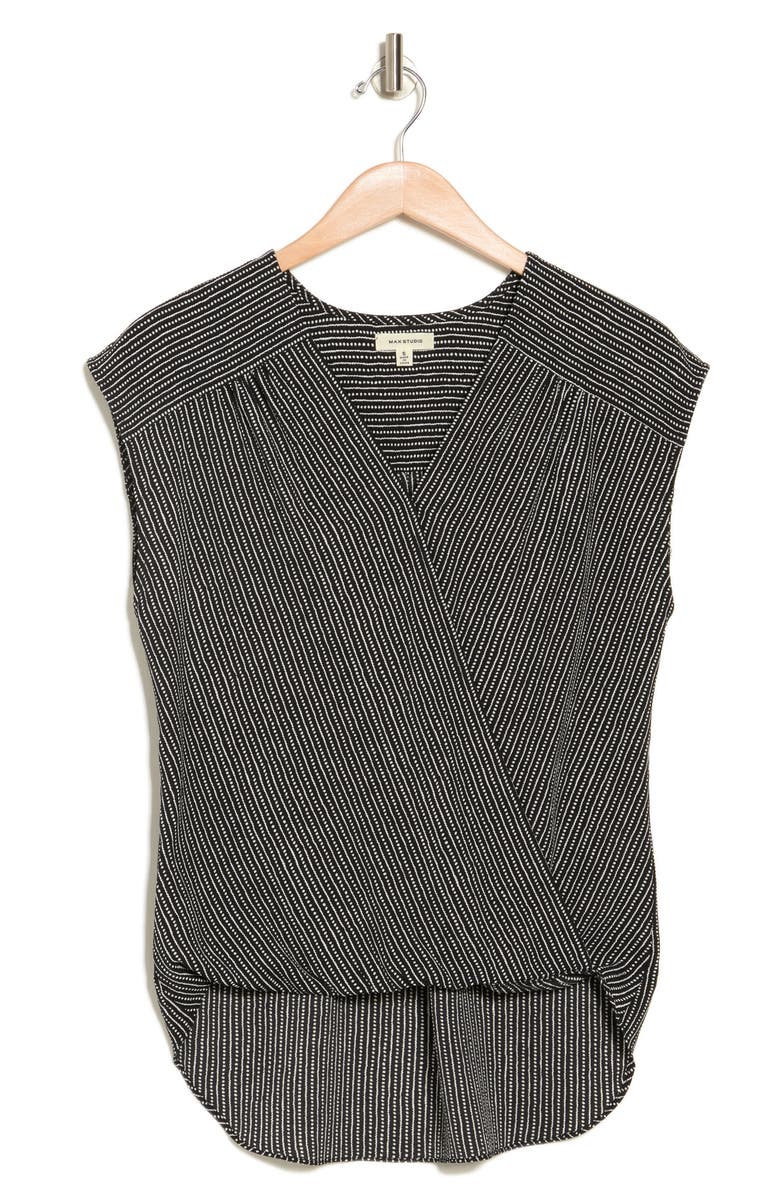 MAX STUDIO Cap Sleeve Faux Wrap Blouse, Alternate, color,