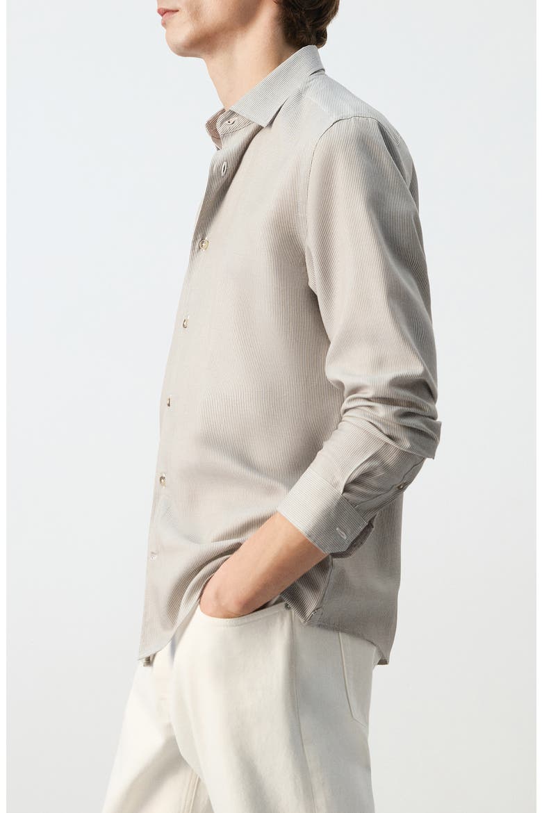 Stripe Button-Up Shirt, Alternate, color, OLIVE GREEN