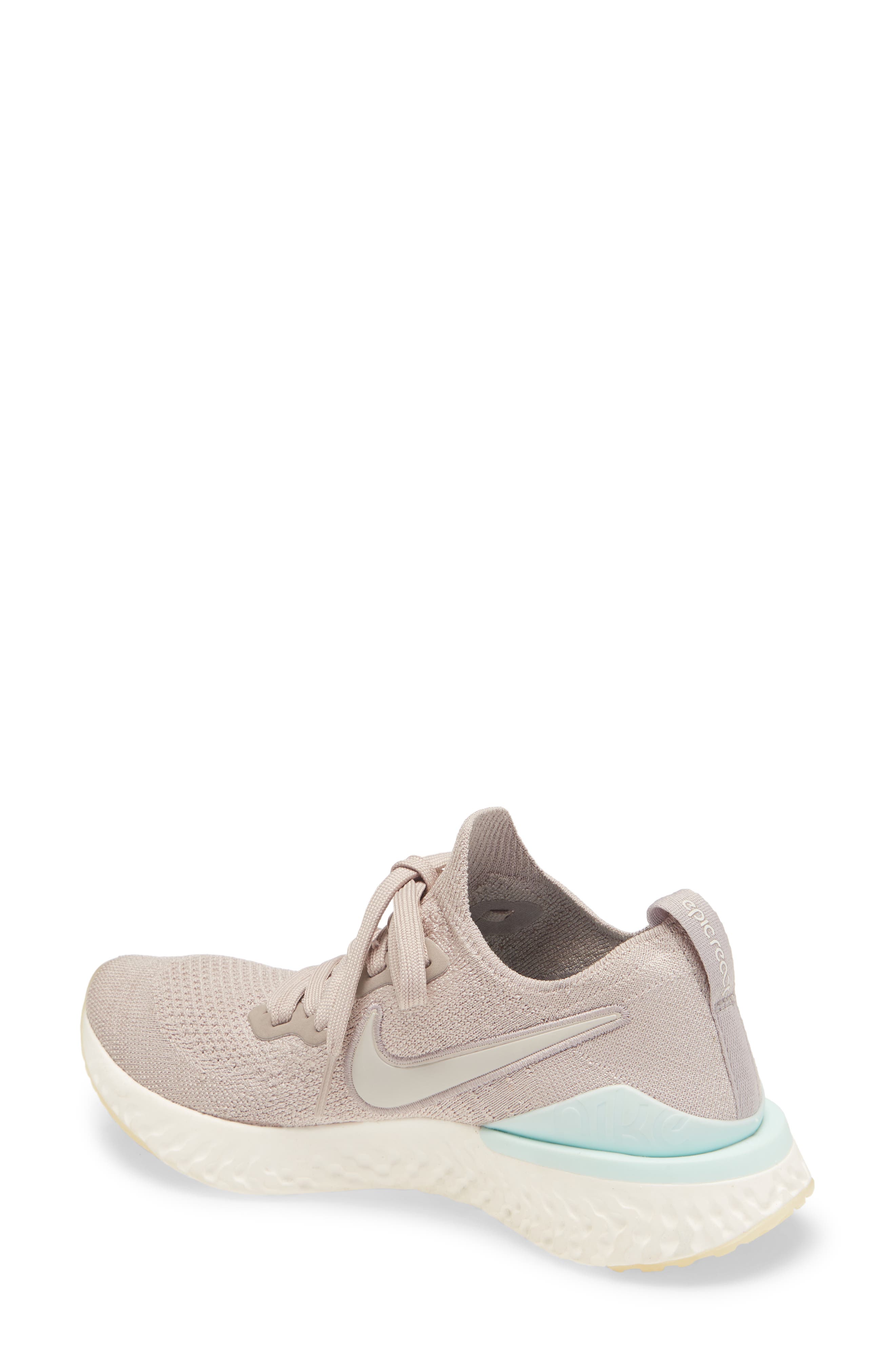 Epic React Flyknit 2 Running Shoe, Alternate, color, MOON PARTICLE/ TEAL TINT