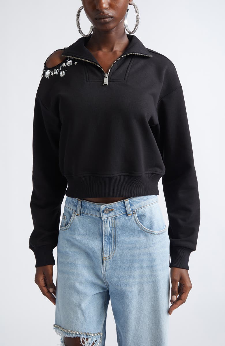 Area Large Crystal Hoop Earrings, Alternate, color, Clear Crystal/ Silver