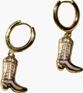 Nickel & Suede Cowgirl Boot Huggies Earrings