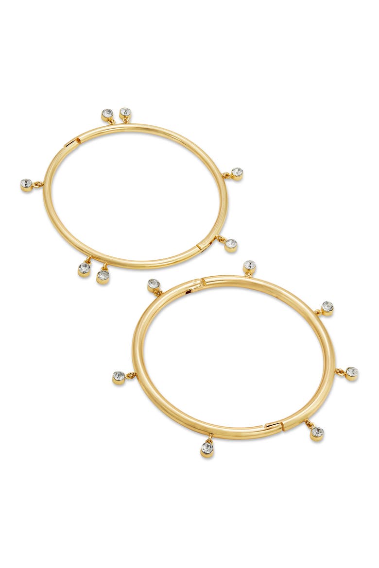 Set of 2 Cubic Zirconia Charm Bangle Bracelets, Main, color, YELLOW