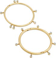 SAVVY CIE JEWELS Set of 2 Cubic Zirconia Charm Bangle Bracelets