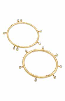 SAVVY CIE JEWELS Set of 2 Cubic Zirconia Charm Bangle Bracelets