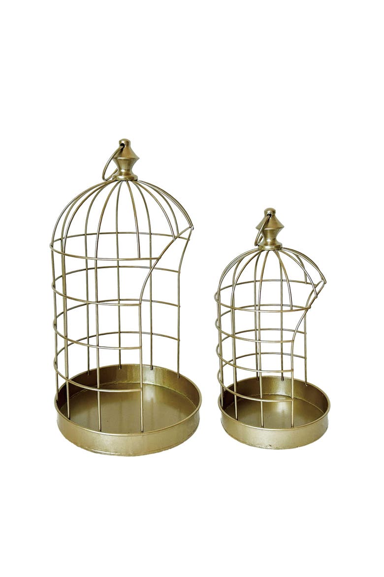 Open Cage Lantern Set of 2, Main, color, Gold