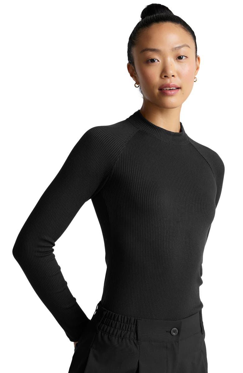 Beyond Yoga Contours Mock Neck Top, Alternate, color, Black