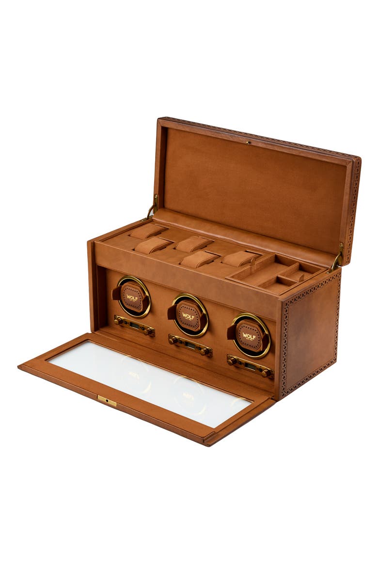 Brogue Triple Winder With Storage, Alternate, color, Burnished Brown