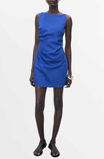 MANGO Draped Linen & Cotton Minidress