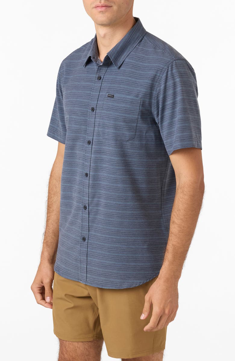 O'Neill TRVLR UPF Traverse Stripe Short Sleeve Performance Button-Up Shirt, Alternate, color, 