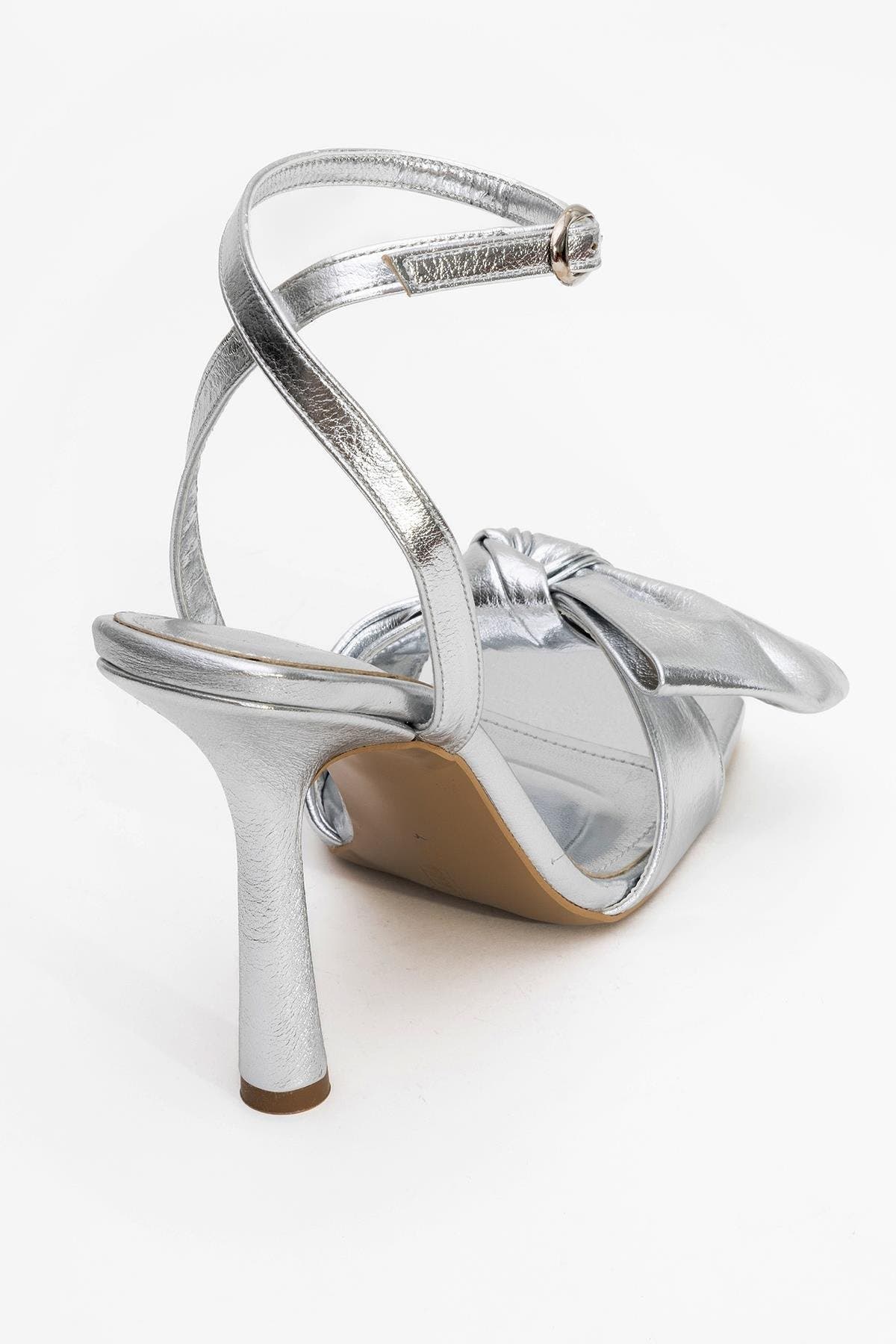Prologue Shoes Pila Ankle Strap Stiletto Sandal, Alternate, color, Silver